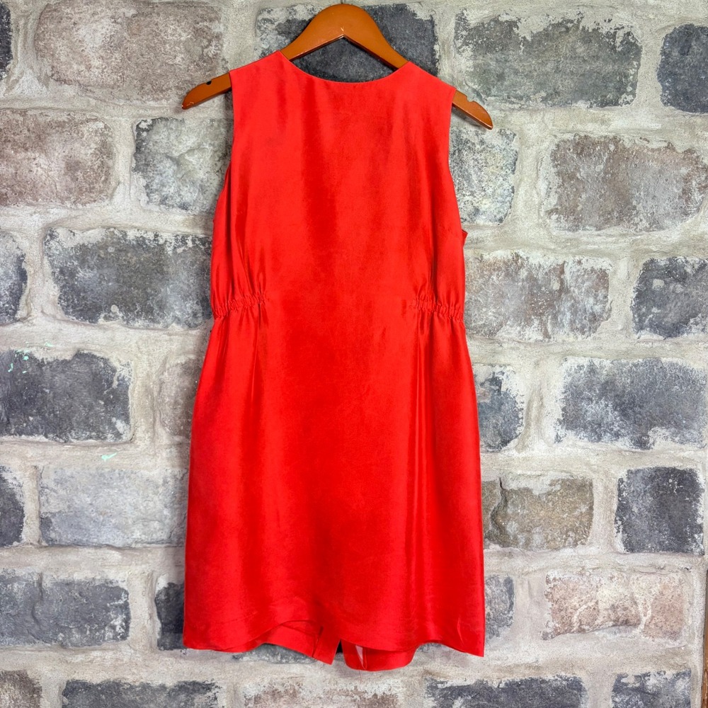 J.Crew Womens Orange 100%‎ Silk Sleeveless Elastic Waist Dress Size 12 Summer